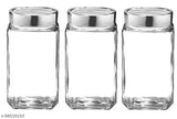 Cube Glass Jar Canister Storage Container Airtight Lid Buckle Kitchen 300ml Set of 6