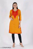 ARI WORK KURTI,WOOLEN KURTI,LATEST WOOLEN KURTI RED MUSTRD