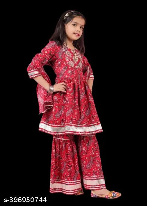 Chandrawat Printed kurti sharara set with dupatta for women