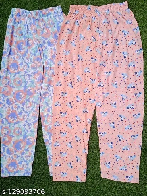 GIRL AND Womens Track Pant pajama Lower Cotton Printed Payjama/Lounge Wear –Soft Cotton Night Wear/ daily wear Pyjama for Women Multicolored Prints summers wears Color May Vary (Assorted Pyjama)XL, L SIZE 34 UP TO 42 () ANY 2 COLOR AND DEGIN PAJAMA COMBO