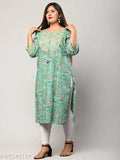 Swasti Plus Size Women Floral Print, Printed Pure Cotton Straight Kurta