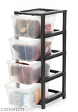 Drawer Storage Organizer System For Storage Books, Kids Toys, Clothes, Socks, Shoes etc 4 Layer Black