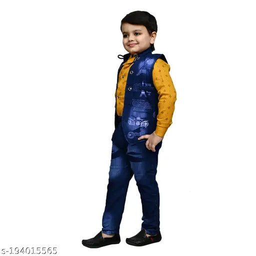 Boys YELLOW Denim Ethnic Jackets