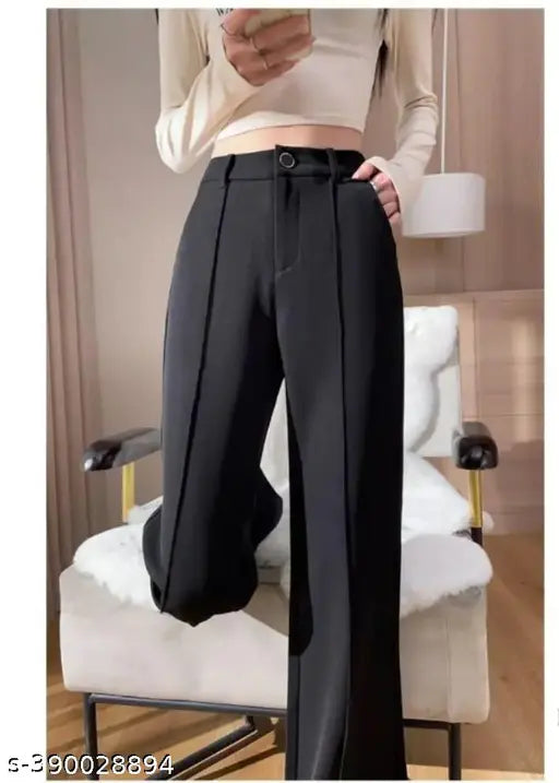 || TIGER STYLE|| SIMPLICITY STRAIGHT FIT BACK ELASTIC LEG PANT FOR WOMEN"S AND GIRL"S Comfy Elegant Women Women Trousers