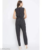 Black Printed Waist-tie Jumpsuit