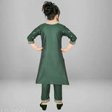 Girl's All-Over Embroidered Kurta with Trousers set