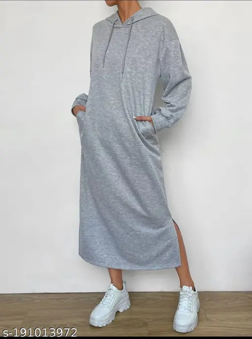 SUPER STYLISH AIRPORT LOOK LONG HOODIE DRESS/NIGHTWEAR FOR WINTERS