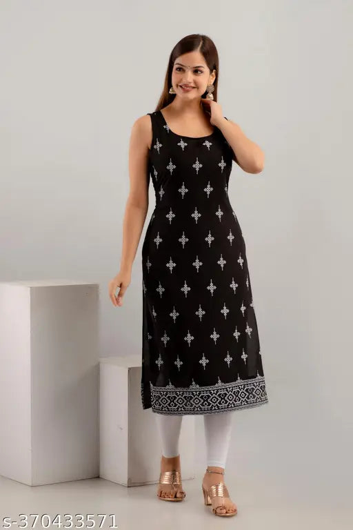 Women's Printed Straight Sleeveless Kurti