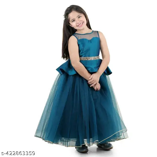 Toy Balloon Kids Teal Blue Full length Girls party wear Dress