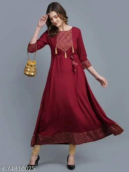 Womens rayon anarkali long kurta, trendy kurta, partywear kurta, festival kurta, wedding kurta