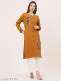 BLUSHH COLLECTION Women's Floral A-line Mandarin Yellow Kurtis & Kurtas