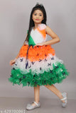 Jhilik Garments Girls Tri-color Frock for Special Occasions and School Events, Independence Day