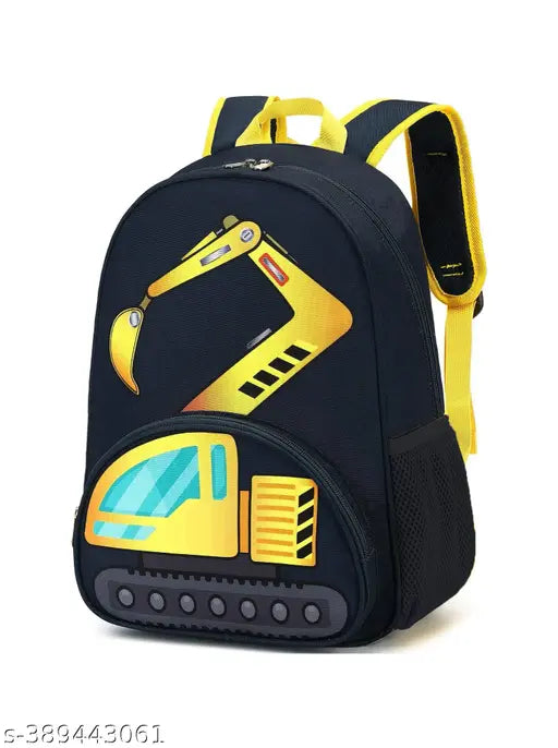 Polyester 26 L School Backpack With Pencil School Bag Class 1 to 8 Daypack (Blue_JCB_Truck)