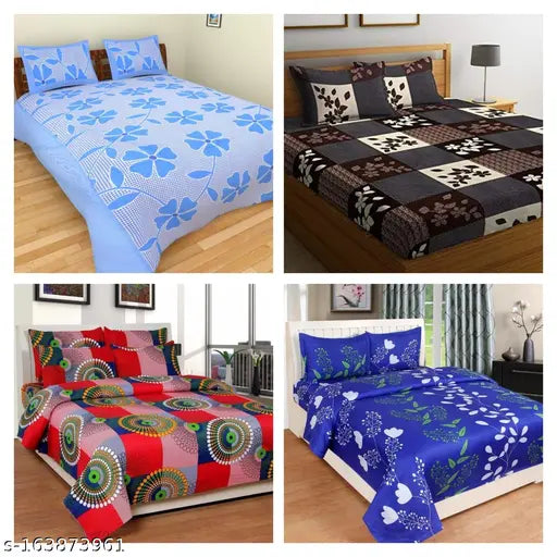 Disha Creations best Combo of 4 Double bed King size(90*90) bedsheets with 8 pillow covers