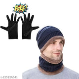 QUEERY Woolen Cap, Woolen Neck Warmer, Cotton Gloves Combo Pack