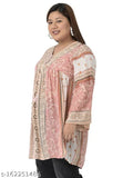 Veldress Pink V-Neck Rayon Crepe Plus Size Top