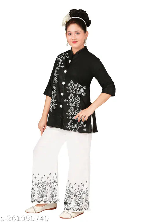 New Stylish Girls Party(Festive) Black Kurti and Plazo Sets