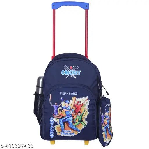 Indian Riders CRICKET INDIAN DREAM Kid's School & Travel Trolley Bag (BLUE , 25 L) Waterproof Trolley (Light Blue, 25 L)