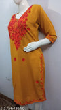 Camellias Stylish Mustard over Red Embroidered Woolen Kurti for Women