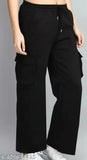 Women's Casual High blackWaited Straight Leg Workout Cargo Pants