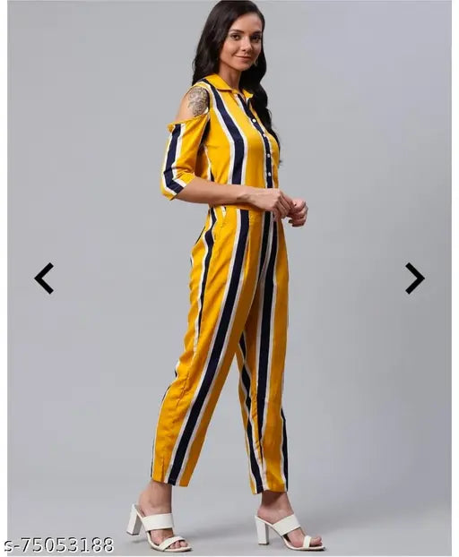 dazzler yallow Strip Jumpsuit