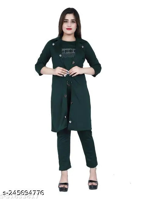 3 Piece Jumpsuit Super Dress For Women Latest And Trendy Dress With Pack Of 3 Piece Dress Cotton Blend Fabric 3/4 Regular Sleeve