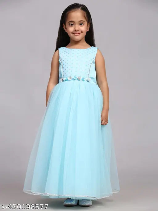 Toy Balloon Kids Sky Blue Full Length Girls Party wear Dress