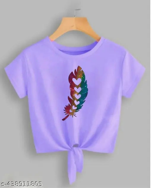 Lavender Crop T-Shirt & Top For Women & Girls Glitter Wings