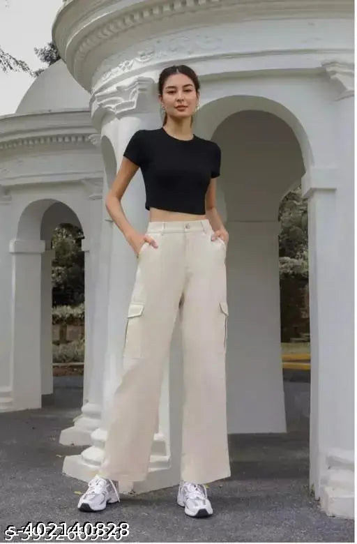 Women Waist Cargo Trouser for Regular Use and Casual Wear