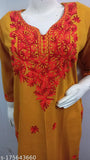 Camellias Stylish Mustard over Red Embroidered Woolen Kurti for Women