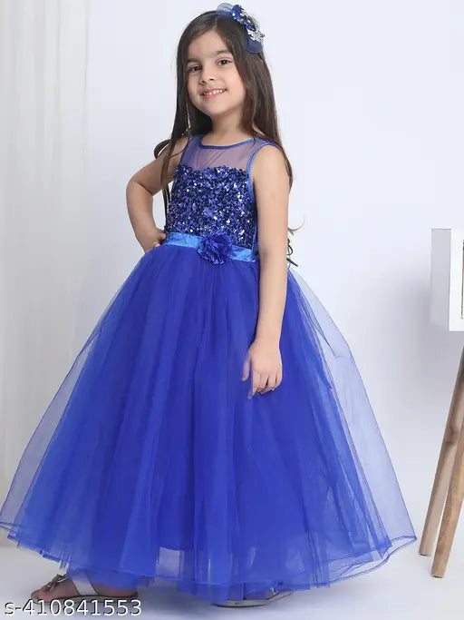 Toy Balloon Kids Blue Full-Length Girls Party Wear Dress