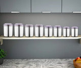 8 PCS Stainless Steel Canister Set with Purple PC Color Lids -8 Pcs Set