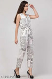 69FS WHITE NEWSPAPER PRINT JUMPSUIT