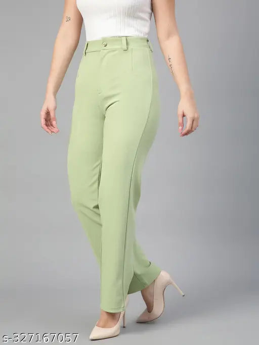 Women Regular Fit Cotton Blend Trousers