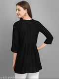 Black Embroidered Rayon Women Tops & Tunics