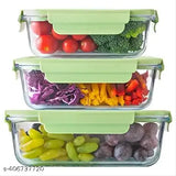 Glass Launch Box Set Of 3 With 400ml, 600ml & 800ml Rectangle Glass Containers With Lids For Food Storage And Break Free Detachable Locks, Oven Safe, Microwave Safe And Freezer Safe - Set Of 3 Rectangle Transparent M