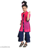 Fariha Fashions girls rayon cotton printed kurta and plazzo set