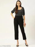 Magnetic Designs Black & White Striped Basic Jumpsuit