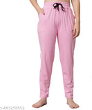 ChicCloset Women's LPink & Black Cotton Plain Pyjama Pack of 2