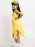 Girls Festive/Wedding Dress (Yellow, Sleeveless)