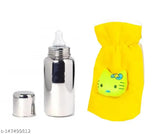 PREMIUM Stainless Steel Baby Feeding Bottle wth hot case cover for Kids Steel Feeding Bottle for Milk and Baby Drinks Easy to Hold Design 250ml, (Yellow, Combo Pack