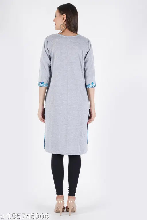 Woolen Kurti_Grey_Blue