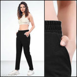 Women Regular Fit Black laycra Trousers