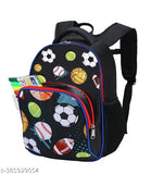 Polyester 26 L School Backpack With Pencil School Bag Class 1 to 8 Daypack (BK_Black_Ball_24_B)