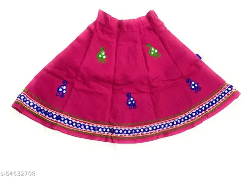 Baby Girls Cotton Printed Gorgeous Lehanga Choli Set (Pink)