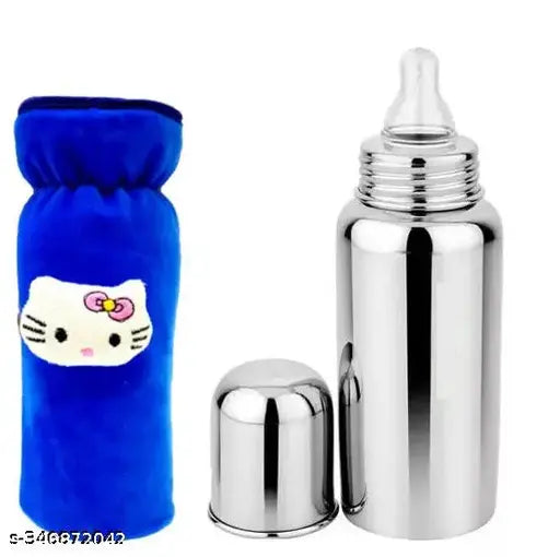 Cleo Max Baby Feeding Bottle Stainless Steel for Kids Steel Feeding Bottle for Milk.Zero Percent Plastic No Leakage with Internal(pack of two item)