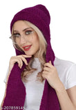 1To Finity Men's And Women's Unisex Wool Knitted Cap Muffler For Winter Wear Free Size (Muffler Cap)