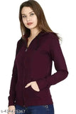 Stylish fleece wine plane zipper hoodies for women/girls