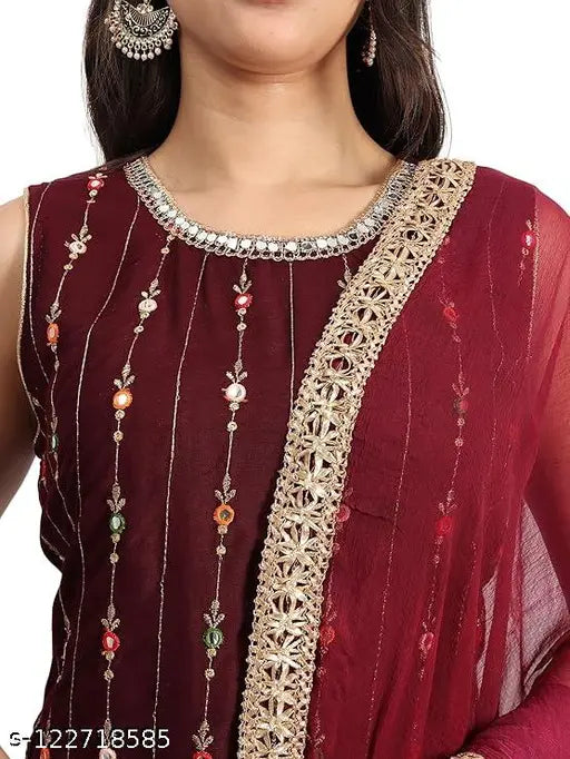 """"Women's Kurti Sharara\garara And Wine""""Dupatta Set""""