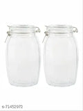 Goodhomes Glass Food Storage Jar with Clip Lid Set of 2 Pieces, 1800 ML